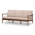 Baxton Studio Venza Walnut Wood Light Brown Upholstered 3-Seater Sofa 140-7557